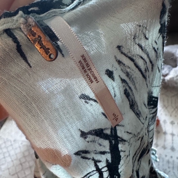 Free People Lille Printed Maxi Dress Floral Blue Celadon Halter Dress Sz small - Picture 11 of 11